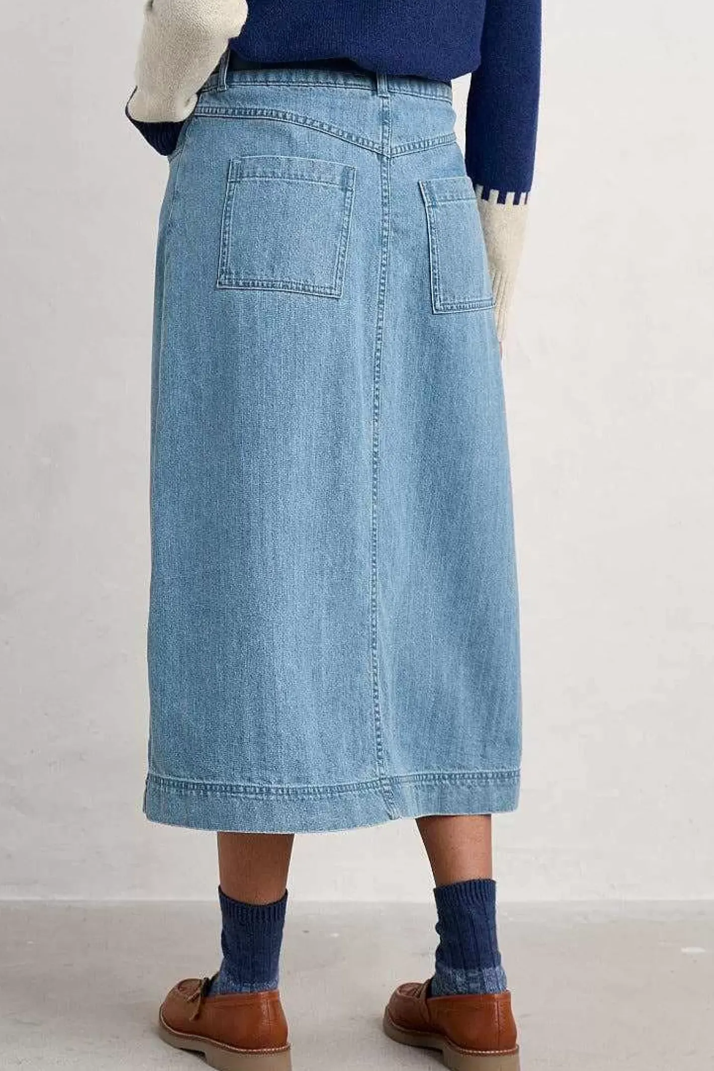Women Seasalt Cornwall Bowline Denim Midi Skirt