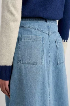 Women Seasalt Cornwall Bowline Denim Midi Skirt