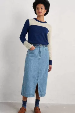 Women Seasalt Cornwall Bowline Denim Midi Skirt