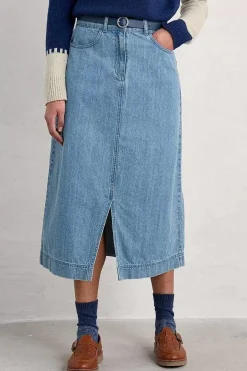 Women Seasalt Cornwall Bowline Denim Midi Skirt