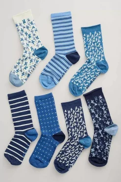Women Seasalt Cornwall Box Of 7 Women's Blueprint Socks