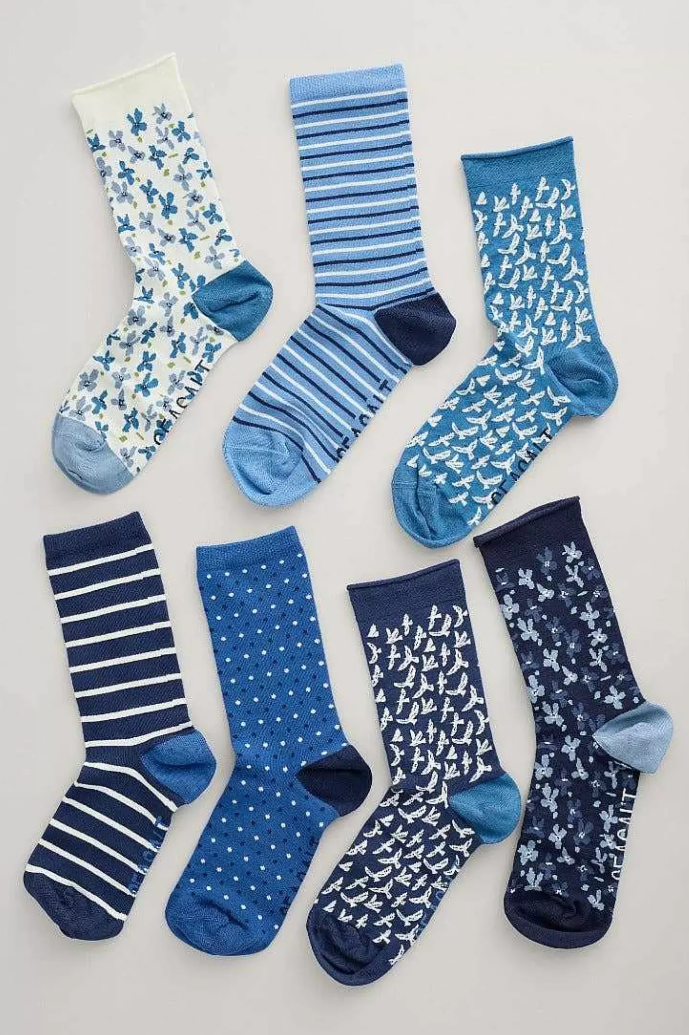 Women Seasalt Cornwall Box Of 7 Women's Blueprint Socks