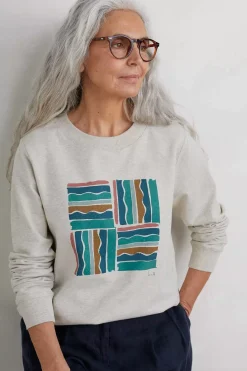 Women Seasalt Cornwall Bright Wave Printed Organic Cotton Sweatshirt