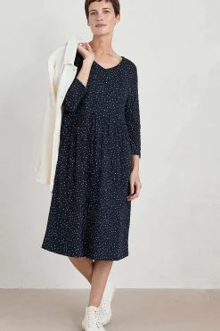 Women Seasalt Cornwall Brush Drawing 3/4 Sleeve Dress