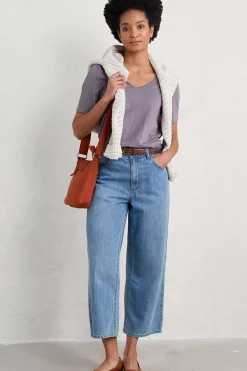 Women Seasalt Cornwall Burdock Organic Cotton V-Neck T-Shirt (Gots)