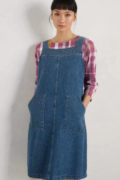 Women Seasalt Cornwall Calican Denim Pinafore Dress