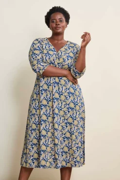 Women Seasalt Cornwall Chapelle 3/4 Sleeve Jersey Dress (Gots)