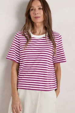 Women Seasalt Cornwall Copseland Striped Organic Cotton T-Shirt (Gots)