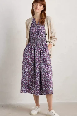 Women Seasalt Cornwall Fawn Organic Cotton Waisted Midi Dress