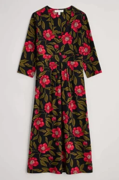 Women Seasalt Cornwall Flower Bud Jersey V- Neck Midi Dress
