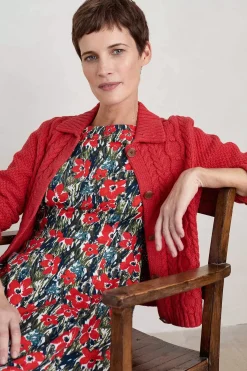 Women Seasalt Cornwall Forest Ridge Cable Knit Collared Cardigan