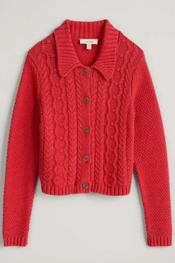 Women Seasalt Cornwall Forest Ridge Cable Knit Collared Cardigan