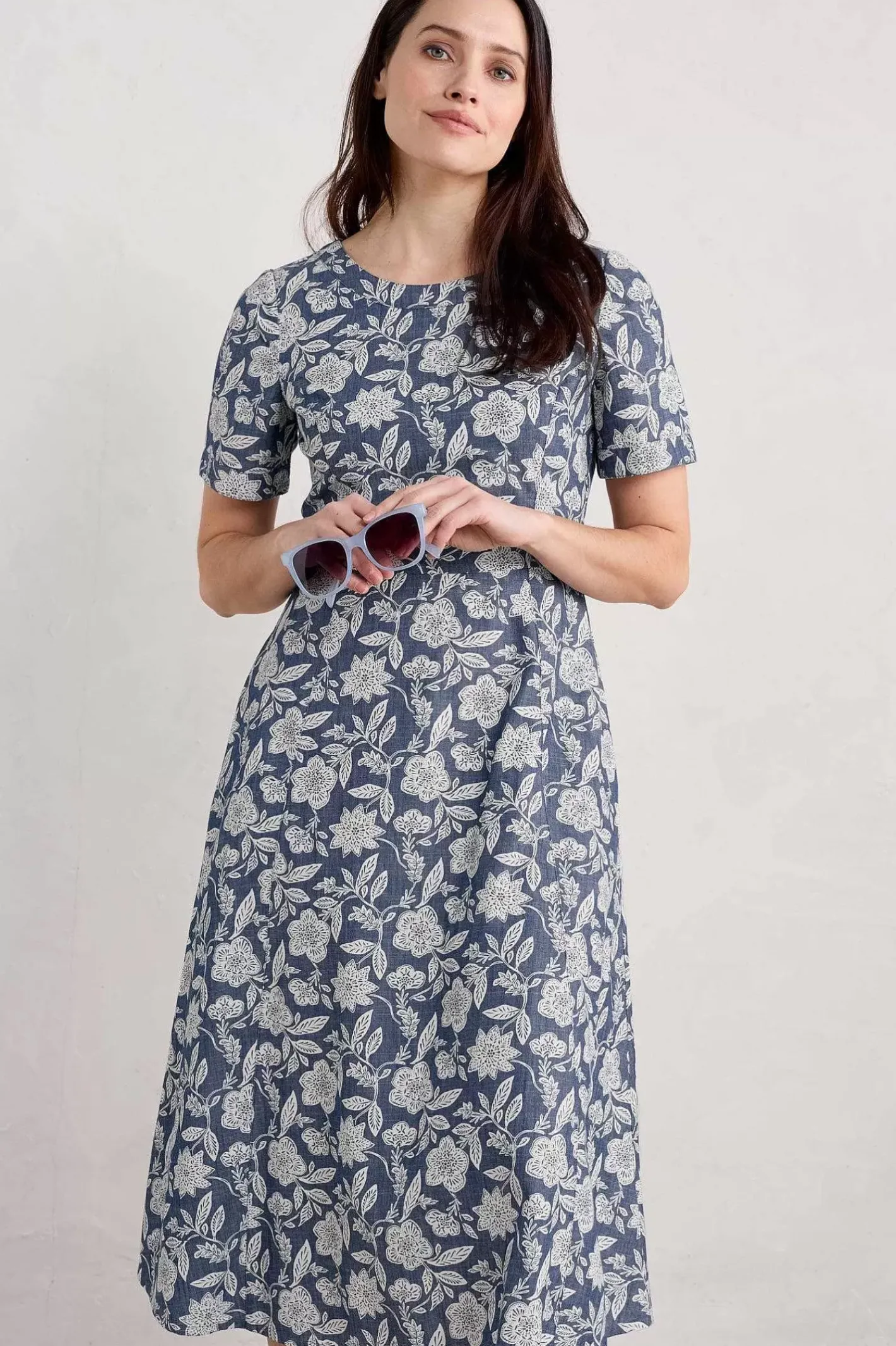 Women Seasalt Cornwall Fox Path Printed Chambray Dress