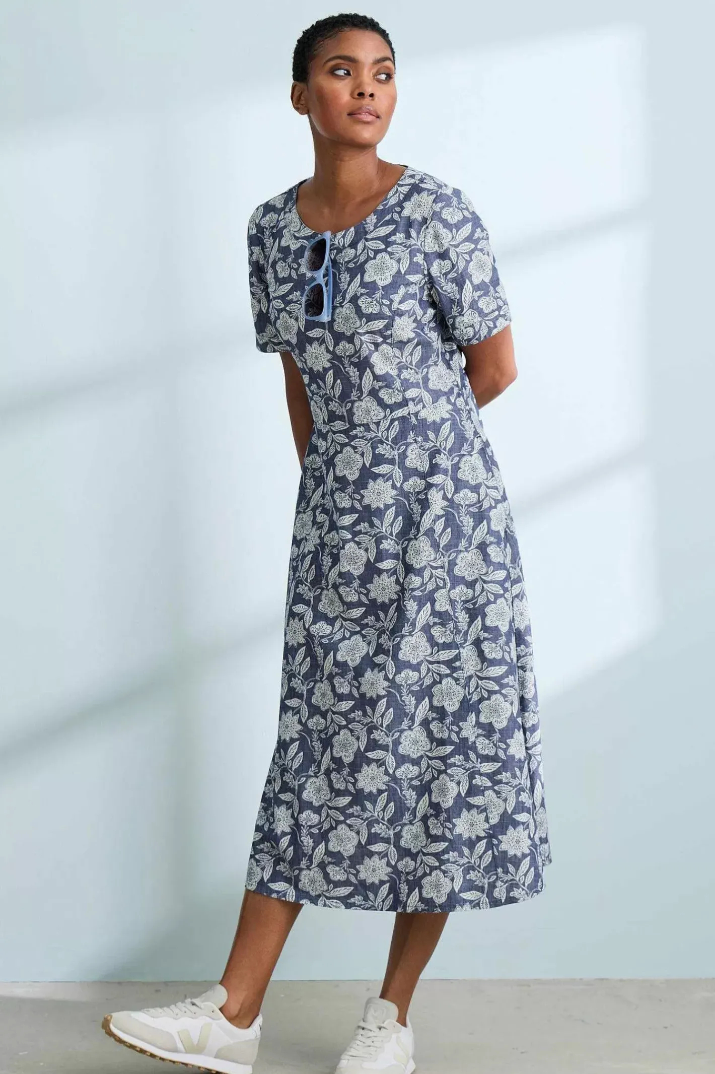 Women Seasalt Cornwall Fox Path Printed Chambray Dress