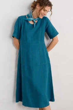 Women Seasalt Cornwall Grass Wave Linen Midi Dress