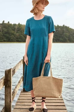 Women Seasalt Cornwall Grass Wave Linen Midi Dress