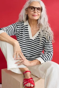 Women Seasalt Cornwall Gwynver Lightweight V-Neck Collared Jumper