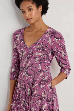 Women Seasalt Cornwall Helena V-Neck Jersey Midi Dress (Gots)