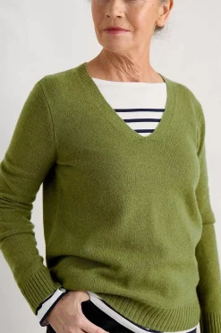 Women Seasalt Cornwall Hendra Lane V-Neck Jumper