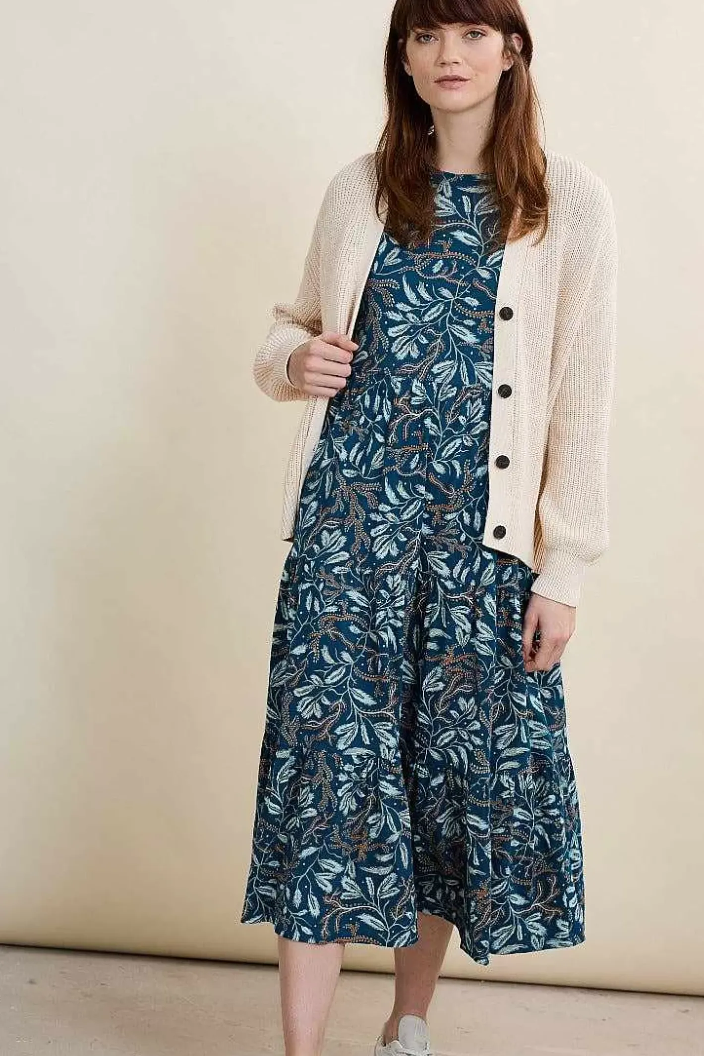 Women Seasalt Cornwall Line Strokes Short Sleeve Dress (Gots)