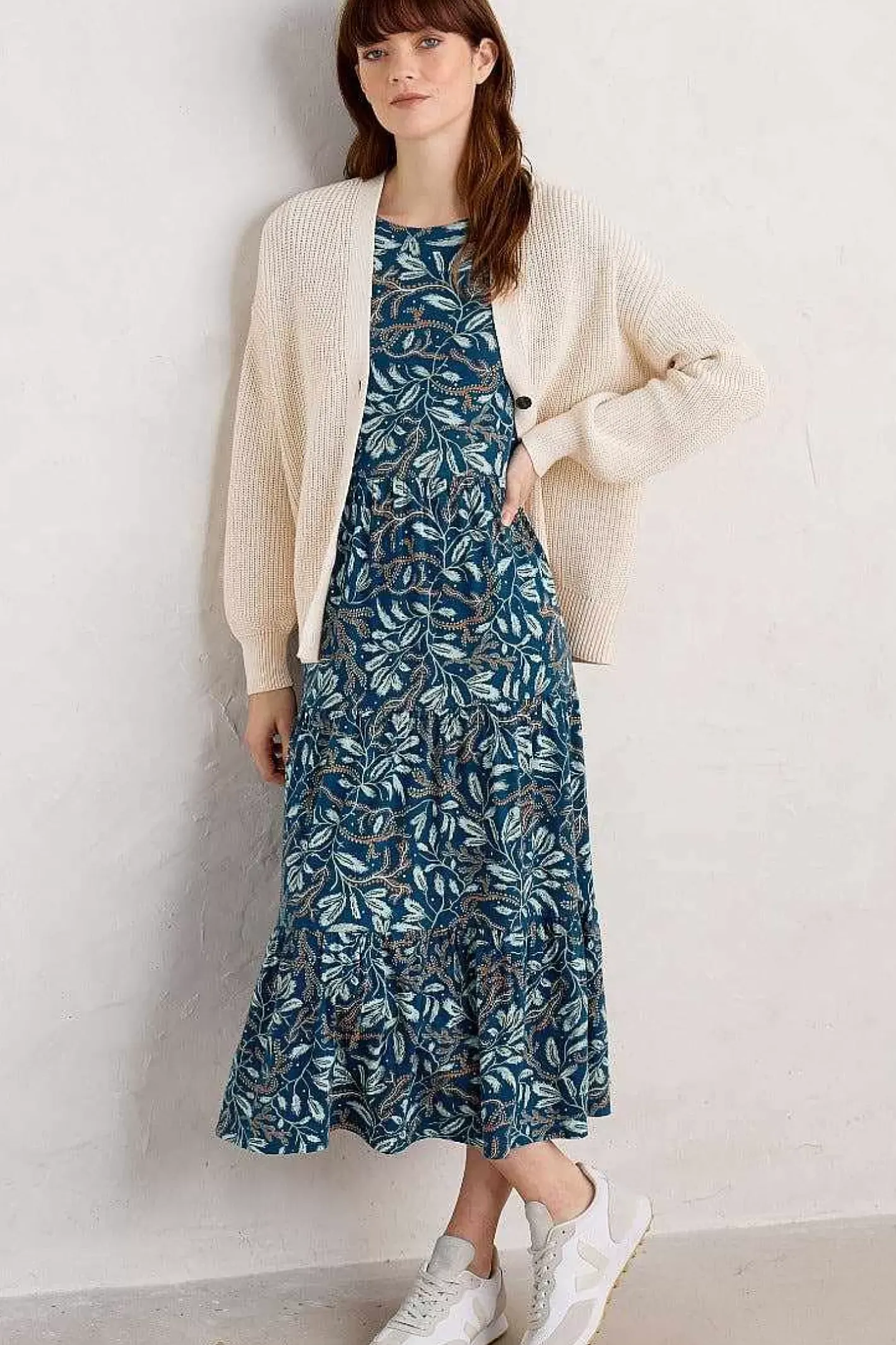 Women Seasalt Cornwall Line Strokes Short Sleeve Dress (Gots)