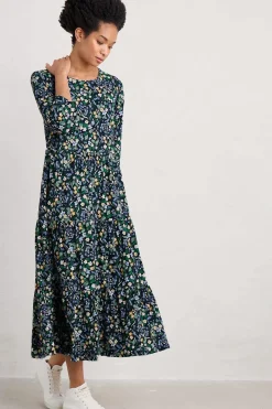 Women Seasalt Cornwall Line Strokes Tiered Jersey Dress (Gots)