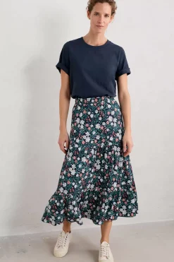 Women Seasalt Cornwall Line Strokes Tiered Midi Skirt