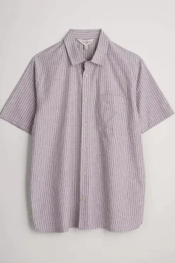 Men Seasalt Cornwall Men's Blue Heron Striped Short Sleeve Shirt