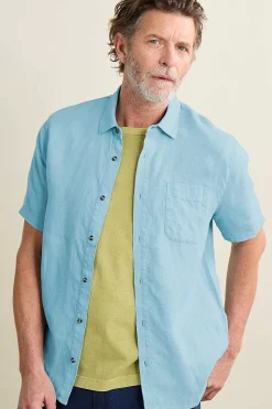 Men Seasalt Cornwall Men's Carne Short Sleeve Linen Shirt