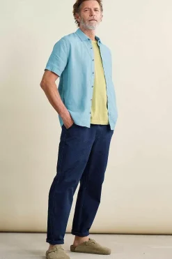 Men Seasalt Cornwall Men's Carne Short Sleeve Linen Shirt