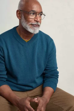 Men Seasalt Cornwall Men's Mainbrace Organic Cotton V-Neck Jumper