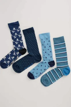 Men Seasalt Cornwall Men's Step Into The Blue Socks Box Of 4
