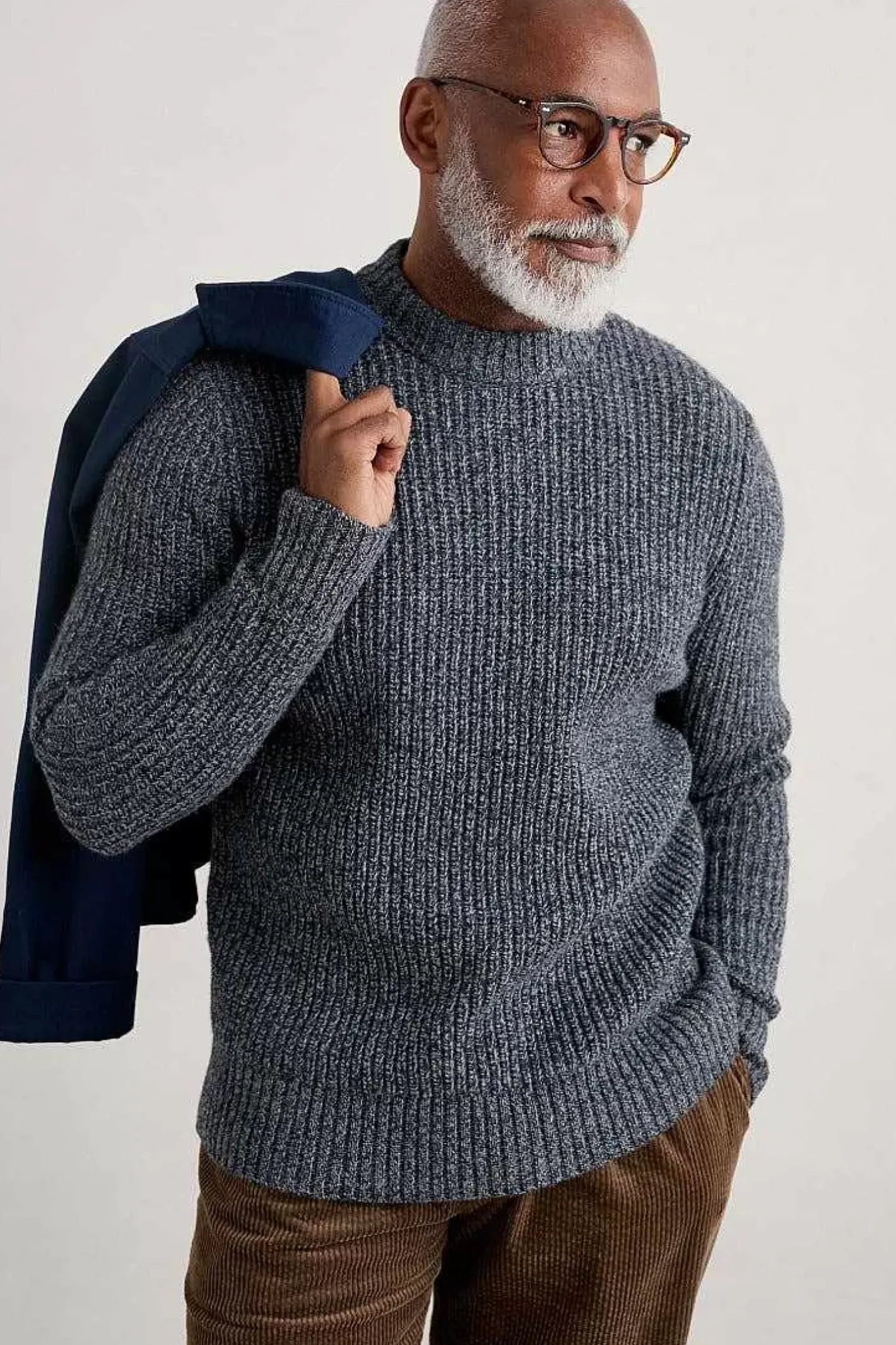Men Seasalt Cornwall Men's Wheelwright Ribbed Lambswool Blend Jumper