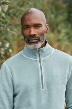 Men Seasalt Cornwall Men's Wood Moss Quarter Zip Sweatshirt
