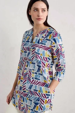 Women Seasalt Cornwall Op Art Organic Cotton Tunic Top