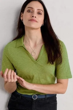 Women Seasalt Cornwall Owles Point Short Sleeve V-Neck Jersey Shirt