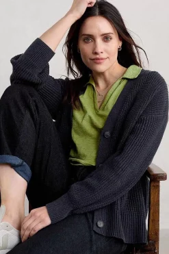 Women Seasalt Cornwall Owles Point Short Sleeve V-Neck Jersey Shirt