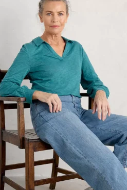 Women Seasalt Cornwall Owles Point V-Neck Jersey Shirt