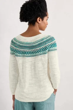 Women Seasalt Cornwall Penvoose Three Quarter Sleeve Fair Isle Jumper