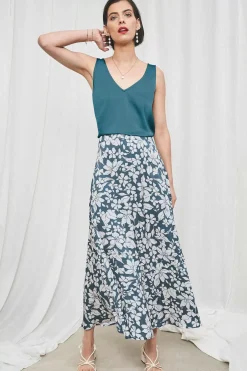 Women Seasalt Cornwall Temple Printed Satin Midi Skirt