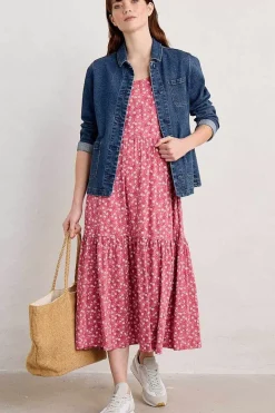 Women Seasalt Cornwall Tor View Short Sleeve Tiered Jersey Dress