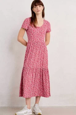 Women Seasalt Cornwall Tor View Short Sleeve Tiered Jersey Dress