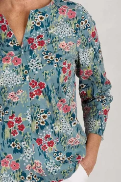 Women Seasalt Cornwall Watercolour Sketch 3/4 Sleeve Top (Gots)