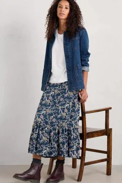 Women Seasalt Cornwall Wildflower Field Tiered Midi Skirt