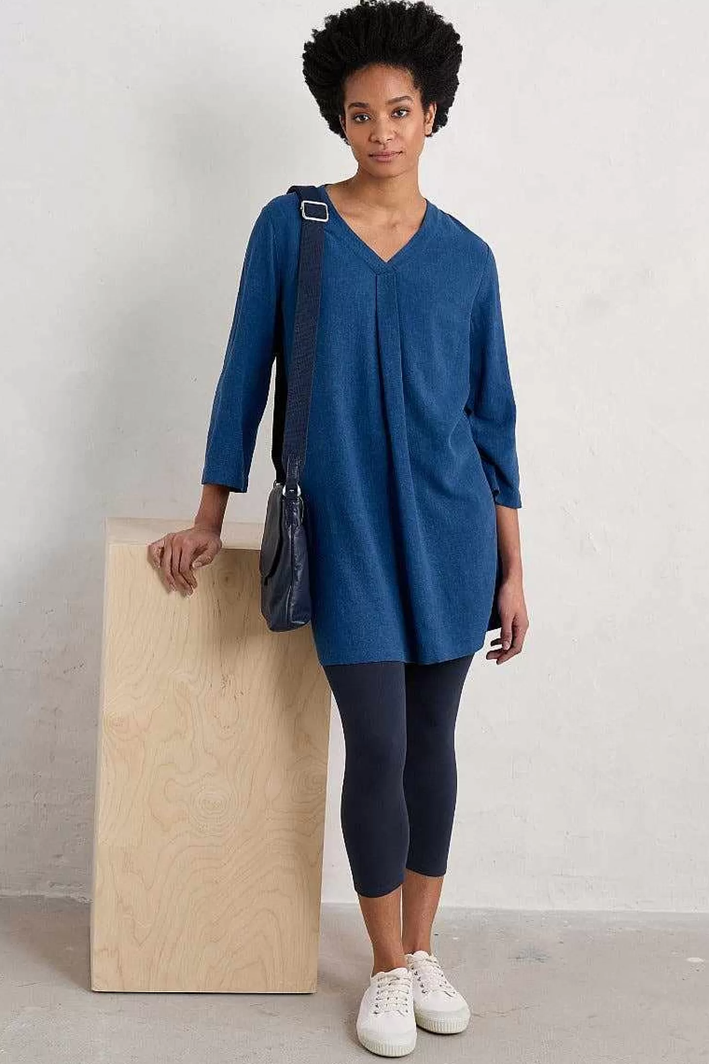 Women Seasalt Cornwall Brittlestar V-Neck Linen Blend Tunic