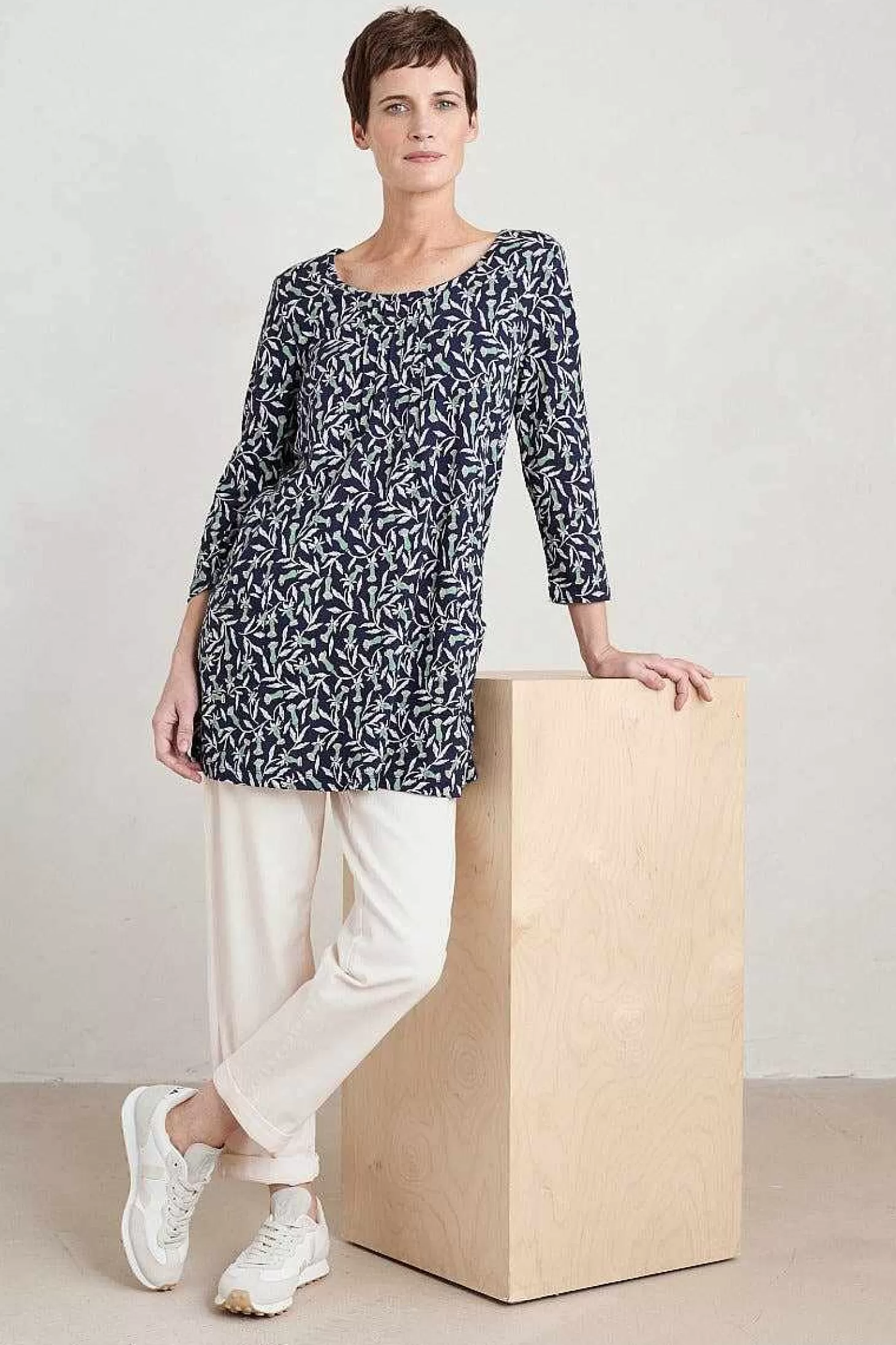 Women Seasalt Cornwall Busy Lizzy 3/4 Sleeve Slub Jersey Tunic