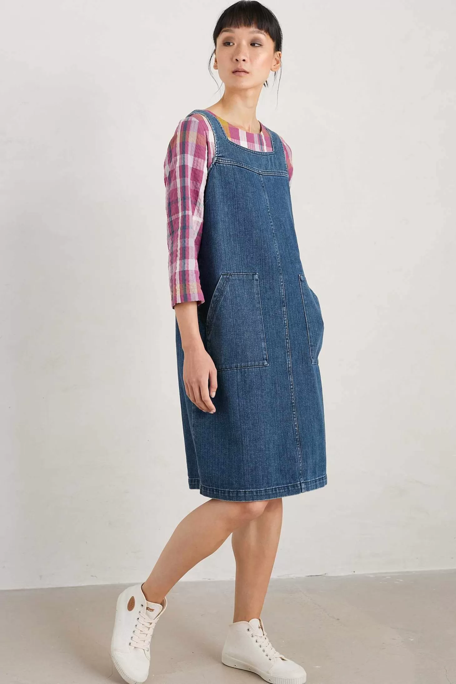 Women Seasalt Cornwall Calican Denim Pinafore Dress