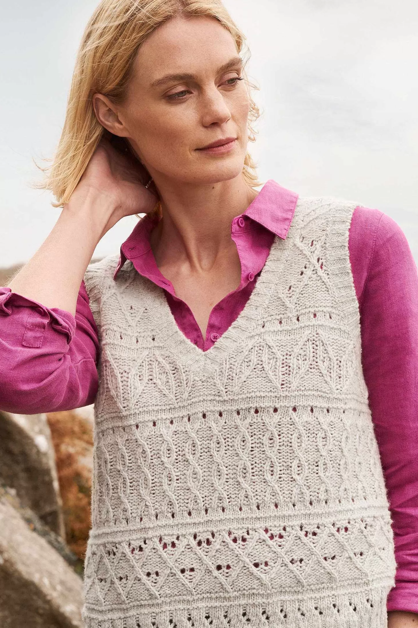 Women Seasalt Cornwall Feock Merino Blend V-Neck Knitted Vest