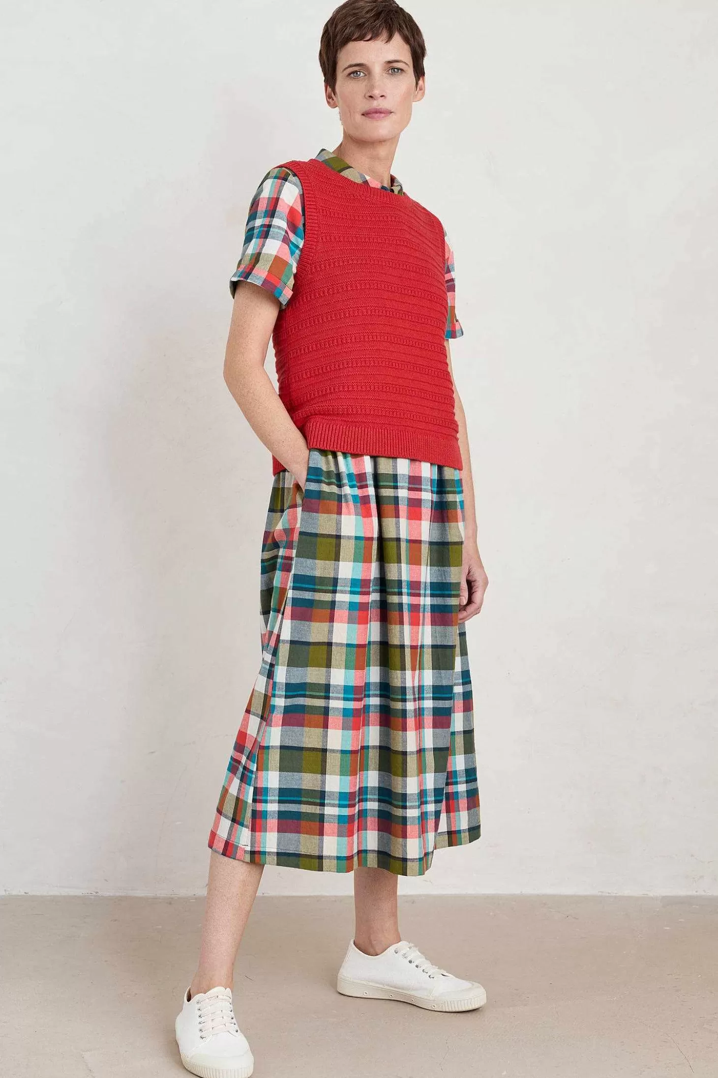 Women Seasalt Cornwall Fleet Checked Midi Dress