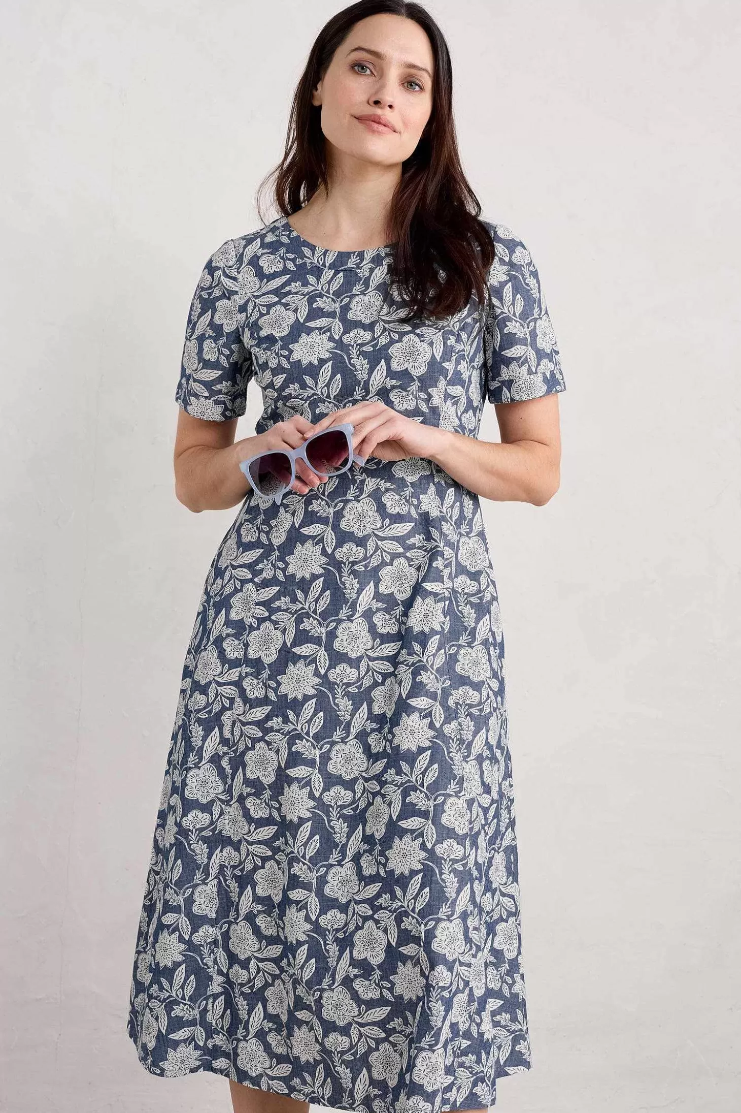 Women Seasalt Cornwall Fox Path Printed Chambray Dress